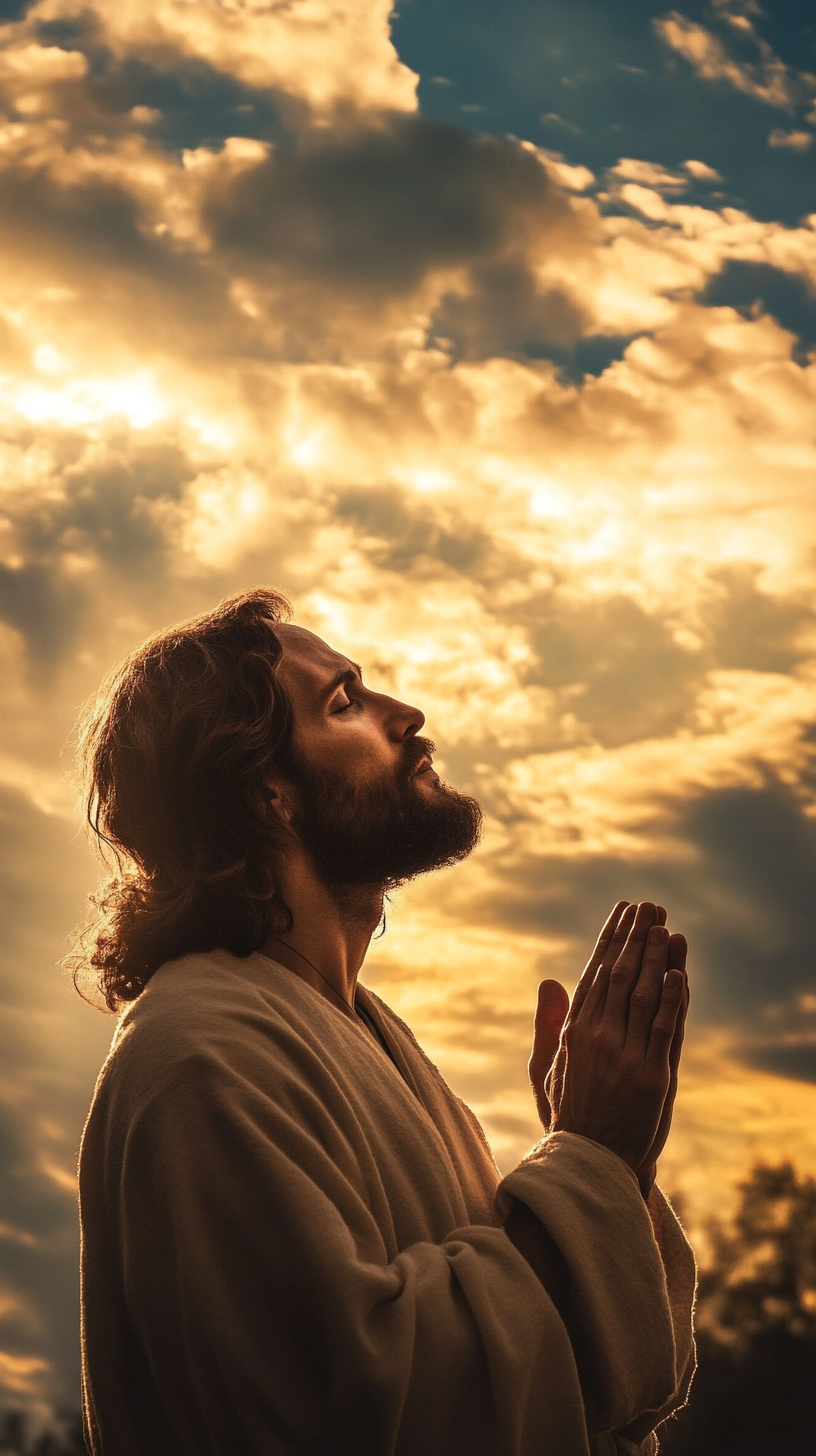 Person praying outdoors